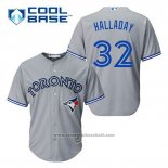 Maglia Baseball Uomo Toronto Blue Jays Roy Halladay 32 Grigio Cool Base