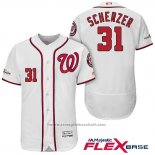 Maglia Baseball Uomo Washington Nationals 2017 Postseason Max Scherzer Bianco Flex Base