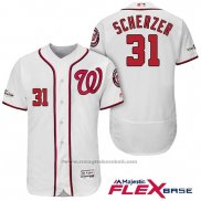 Maglia Baseball Uomo Washington Nationals 2017 Postseason Max Scherzer Bianco Flex Base