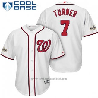 Maglia Baseball Uomo Washington Nationals 2017 Postseason Trea Turner Bianco Cool Base