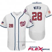 Maglia Baseball Uomo Washington Nationals 2017 Stelle e Strisce Jayson Werth Bianco Flex Base