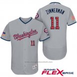 Maglia Baseball Uomo Washington Nationals 2017 Stelle e Strisce Ryan Zimmerman Grigio Flex Base