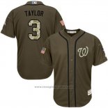 Maglia Baseball Uomo Washington Nationals 3 Michael Taylor Verde Salute To Service