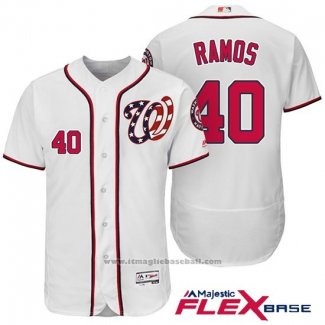 Maglia Baseball Uomo Washington Nationals 40 Wilson Ramos Bianco 2017 Flex Base