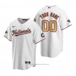 Maglia Baseball Uomo Washington Nationals Personalizzate Gold-Trimmed Championship Replica Bianco