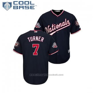 Maglia Baseball Uomo Washington Nationals Trea Turner Cool Base Alternato Replica Blu