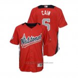 Maglia Baseball Bambino All Star Lorenzo Cain 2018 Home Run Derby National League Rosso