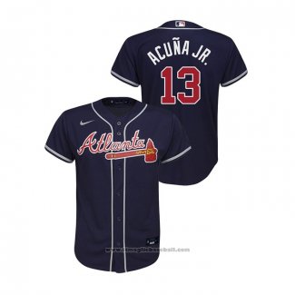 Maglia Baseball Bambino Atlanta Braves Ronald Acuna Jr. Replica Alternato Blu