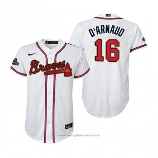 Maglia Baseball Bambino Atlanta Braves Travis D'arnaud 2022 Gold Program Replica Bianco