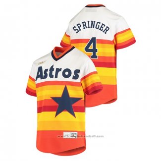 Maglia Baseball Bambino Houston Astros George Springer Cooperstown Collection Home Bianco Arancione