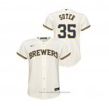 Maglia Baseball Bambino Milwaukee Brewers Brent Suter Replica Primera Crema