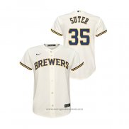 Maglia Baseball Bambino Milwaukee Brewers Brent Suter Replica Primera Crema