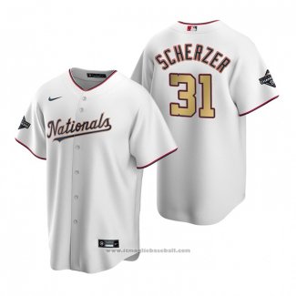 Maglia Baseball Bambino Washington Nationals Max Scherzer 2020 Gold Program Replica Bianco