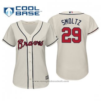 Maglia Baseball Donna Atlanta Braves John Smoltz Cool Base Alternato 2019 Crema