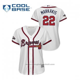 Maglia Baseball Donna Atlanta Braves Nick Markakis 2019 Postseason Cool Base Bianco