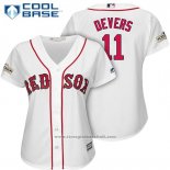 Maglia Baseball Donna Boston Red Sox 2017 Postseason 11 Rafael Devers Bianco Cool Base