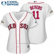 Maglia Baseball Donna Boston Red Sox 2017 Postseason 11 Rafael Devers Bianco Cool Base