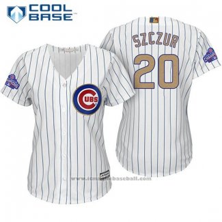 Maglia Baseball Donna Chicago Cubs 20 Matt Szczur Bianco Or Cool Base