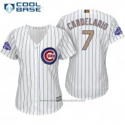 Maglia Baseball Donna Chicago Cubs 7 Jeimer Candelario Bianco Or Cool Base