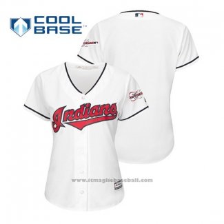 Maglia Baseball Donna Cleveland Indians 2019 All Star Patch Cool Base Home Personalizzate Bianco
