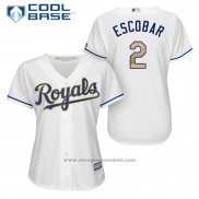 Maglia Baseball Donna Kansas City Royals 2 Alcides Escobar Bianco 2017 Cool Base