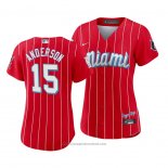 Maglia Baseball Donna Miami Marlins Brian Anderson 2021 City Connect Sugar Kings Rosso