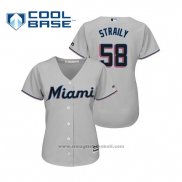 Maglia Baseball Donna Miami Marlins Dan Straily Cool Base Road 2019 Grigio