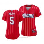 Maglia Baseball Donna Miami Marlins Jon Berti 2021 City Connect Sugar Kings Rosso