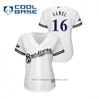 Maglia Baseball Donna Milwaukee Brewers Ben Gamel 2019 Postseason Cool Base Bianco