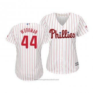 Maglia Baseball Donna Philadelphia Phillies Brandon Workman Cool Base Home Bianco