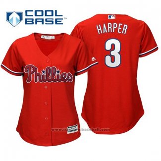 Maglia Baseball Donna Philadelphia Phillies Bryce Harper Cool Base Replica Rosso