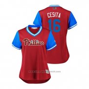 Maglia Baseball Donna Philadelphia Phillies Cesar Hernandez 2018 LLWS Players Weekend Cesita Scarlet