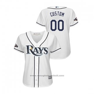 Maglia Baseball Donna Tampa Bay Rays Personalizzate 2019 Postseason Cool Base Bianco