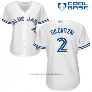 Maglia Baseball Donna Toronto Blue Jays Troy Tulowitzki Cool Base Bianco