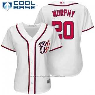 Maglia Baseball Donna Washington Nationals 20 Daniel Murphy Bianco 2017 Cool Base