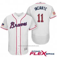 Maglia Baseball Uomo Atlanta Braves 2017 Stelle e Strisce 11 Ender Inciarte Bianco Flex Base