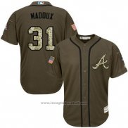 Maglia Baseball Uomo Atlanta Braves 31 Greg Maddux Verde Salute To Service