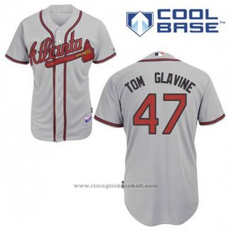 Maglia Baseball Uomo Atlanta Braves 47 Tom Glavine Grigio Cool Base