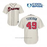 Maglia Baseball Uomo Atlanta Braves 49 Julio Teheran Crema Alternato Cool Base