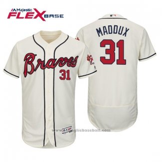 Maglia Baseball Uomo Atlanta Braves Greg Maddux Flex Base Autentico Collezione Alternato 2019 Crema