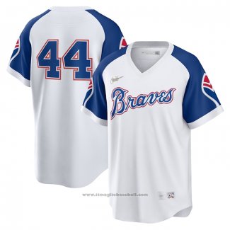 Maglia Baseball Uomo Atlanta Braves Hank Aaron Primera Cooperstown Collection Bianco