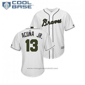 Maglia Baseball Uomo Atlanta Braves Ronald Acuna Jr. 2018 Memorial Day Cool Base Bianco