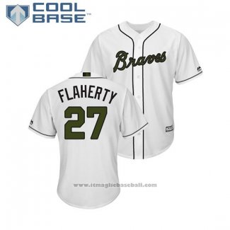 Maglia Baseball Uomo Atlanta Braves Ryan Flaherty 2018 Memorial Day Cool Base Bianco