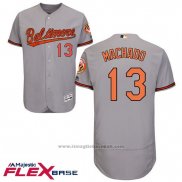 Maglia Baseball Uomo Baltimore Orioles 13 Manny Machado Autentico Collection Flex Base Grigio