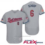 Maglia Baseball Uomo Baltimore Orioles 2017 Stelle E Strisce 6 Jonathan Schoop Grigio Flex Base