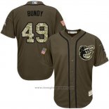 Maglia Baseball Uomo Baltimore Orioles 49 Dylan Bundy Verde Salute To Service