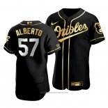 Maglia Baseball Uomo Baltimore Orioles Hanser Alberto Golden Edition Autentico Nero