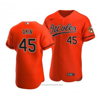 Maglia Baseball Uomo Baltimore Orioles Keegan Akin Autentico Alternato 2020 Arancione
