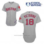 Maglia Baseball Uomo Boston Red Sox 18 Shane Victorino Grigio Cool Base