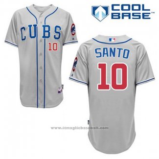 Maglia Baseball Uomo Chicago Cubs 10 Ron Santo Grigio Alternato Cool Base